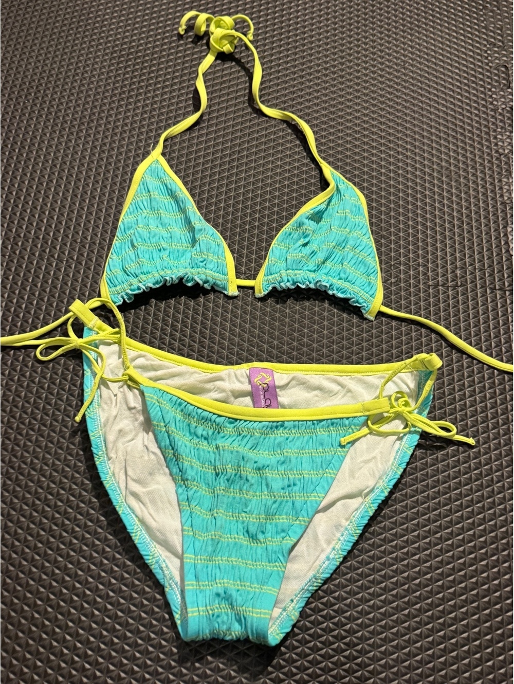 Playa Two-Piece Bikini Swimsuit in Turquoise and Yellow